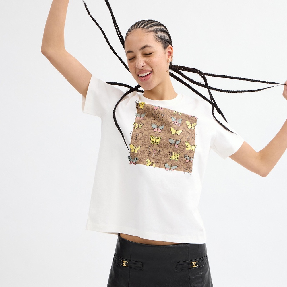 Butterfly Signature Square Classic T Shirt In Organic Cotton